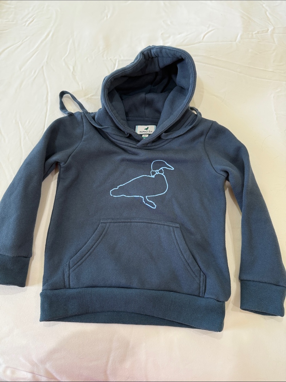 Properly Tied Kids Hooded Pullover with Light Blue Duck Graphic - Unbranded